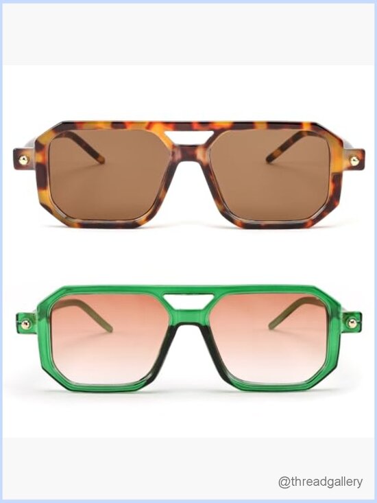 Vintage Square 70s Flat Aviator Sunglasses Women Men Classic Retro Stylish UV400 main image 5